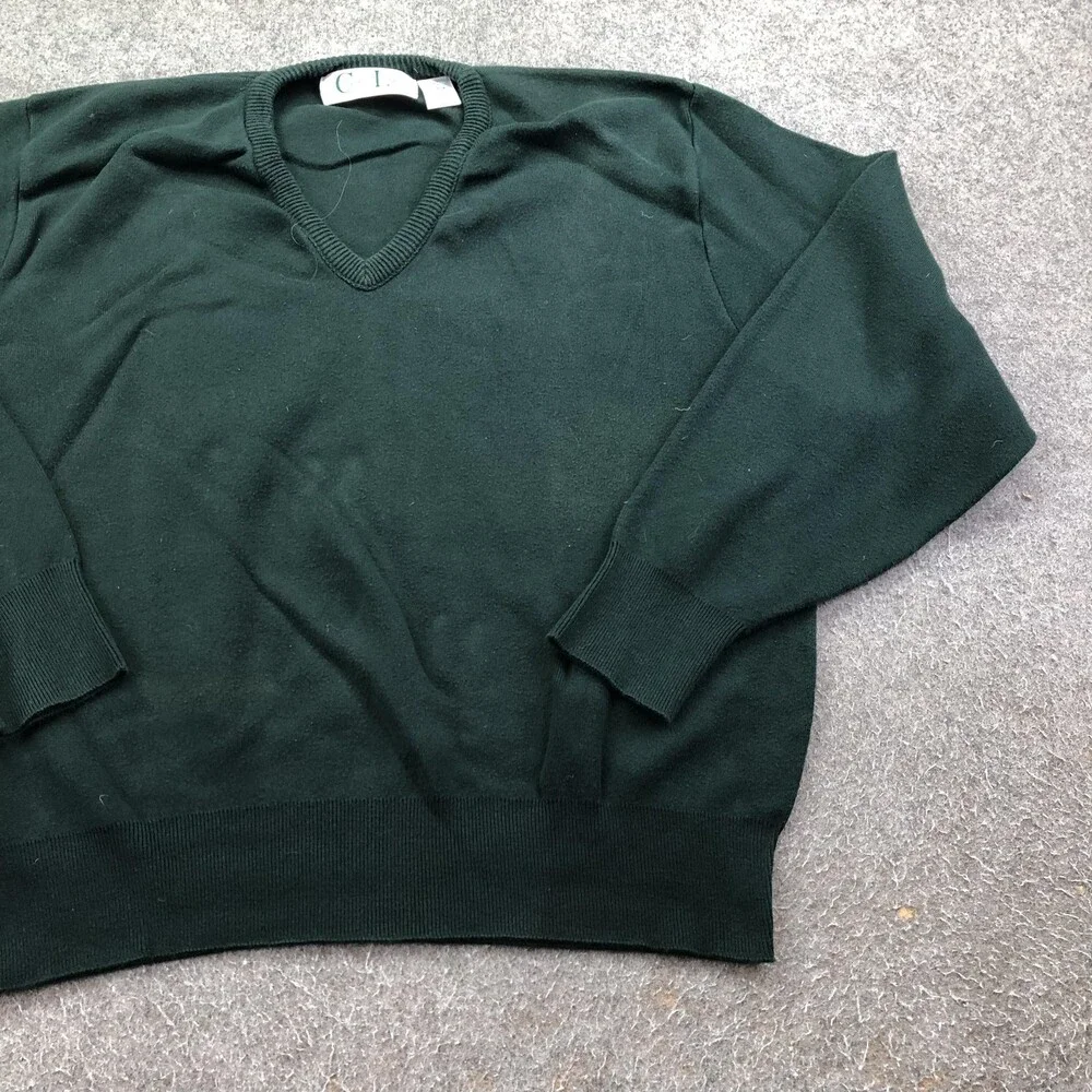Vintage Cypress Links Sweater Mens Large Green V Neck Cotton Knit Golf USA